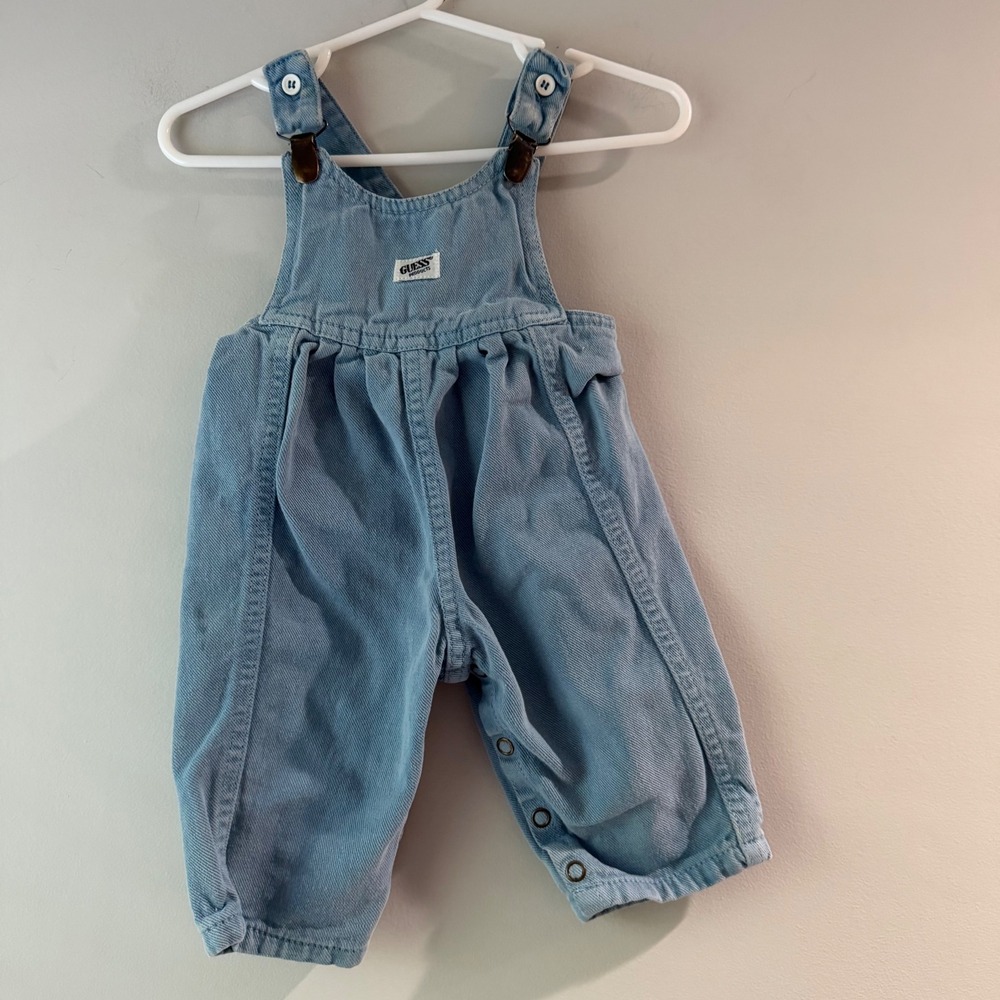 Guess Denim Overalls Baby 6M Light Blue Good Vintage 90s USA Made Bibs